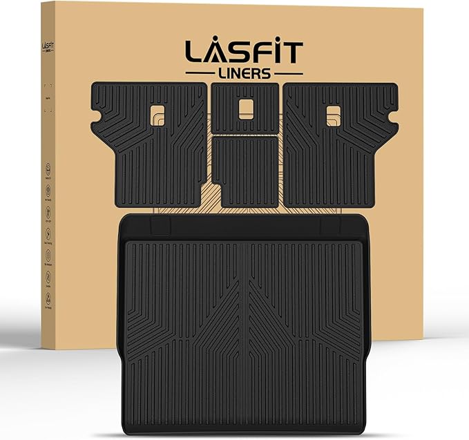LASFIT Cargo Mat for Toyota 4Runner 2010-2024 (Only Fit 5-Seats) Back Seat Protector for 5th gen 4Runner Seater Accessories (Fit W/O Sliding Cargo Tray, Rear Backrest Mats+Rear Trunk Mat)