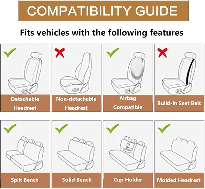 HAIYAOTIMES Leather Car Seat Covers Full Set, Waterproof Faux Leather Seat Covers for Cars, Non-Slip Car Interior Covers Universal Fit for Most Cars Sedans Trucks SUVs, Black/Red