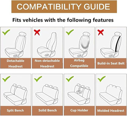 HAIYAOTIMES Leather Car Seat Covers Full Set, Waterproof Faux Leather Seat Covers for Cars, Non-Slip Car Interior Covers Universal Fit for Most Cars Sedans Trucks SUVs, Black/Red
