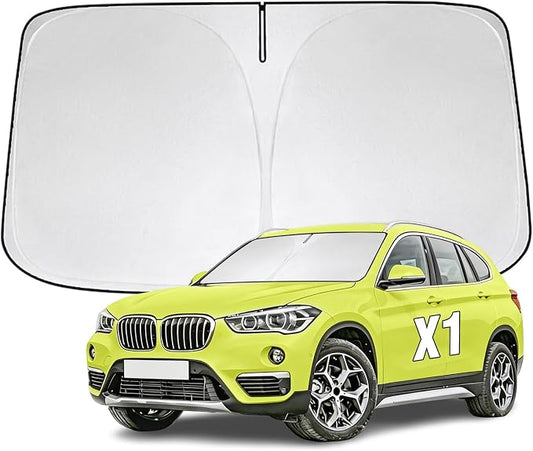 Windshield Sun Shade for BMW X1 2011-2022 Sunshade 300T Windshield Cover Shield Protector Blocks UV Rays Custom Fit X1 Front Window Shades Windshield Accessories Keep Cool Foldable
