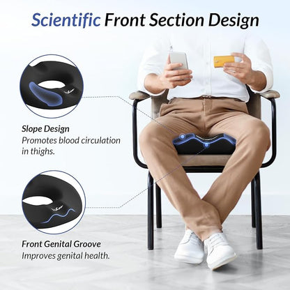 ZIKEE Donut Pillow Seat Cushion for Tailbone Pain, Hemorrhoid Pillow with Pressure Relief Hole & Thigh Slope Design for Postpartum & Post Surgery Sitting Relief, Donut Seat Cushion for Office & Home