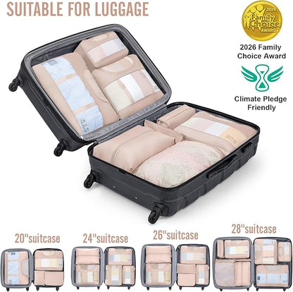 Veken 8 Set Packing Cubes for Cruise Ship Essentials,Beach Vacation Travel Accessories with Hanging Toiletry Bag,Suitcase Organizer for Luggage,Personalized Birthday & Retirement Gifts for Women Mom