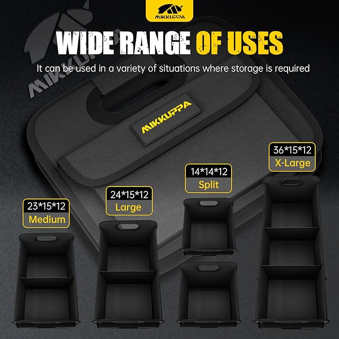 MIKKUPPA Car Trunk Organizer - 70L Collapsible Trunk Organizer for Groceries, Car Storage Organizers for SUV Auto Truck Van with Non Slip Bottom (Black)