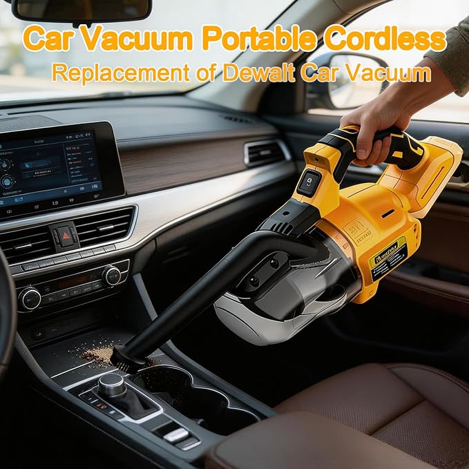 Rhovixster Handheld Vacuum Cordless 20V with 2-Pack 4Ah Batteries and Charger, 5-in-1 Car Vacuum with 500W Powerful Motor, Replacement for Dewalt Vacuum, Lightweight Portable for Home, Car, Pet Hair