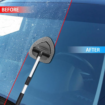 Car Window Cleaner, Car Cleanser Brush, Car Accessories Car Cleaning Supplies Tools, Car Cleaning Kit with Extendable Handle, Microfiber Cloth, Spray Bottle, Fits All Cars
