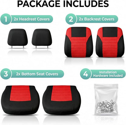 FH Group Automotive Car Seat Covers Front Set Premium 3D Air Mesh Front Seat Covers, Airbag Compatible Universal Fit Interior Accessories for Cars Trucks and SUVs - Red