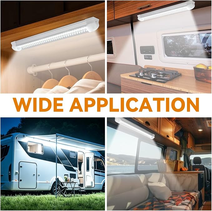 RVZONE 12v LED Interior Light Bar | 108LEDs 1600LM 6W DC 12 Volt led Strip Lights Enclosed Trailer Lights Fixture for Camper Truck Van RV Trailer Cargo Cabient Lights Fixture Motorhome Lorry (4Pack)