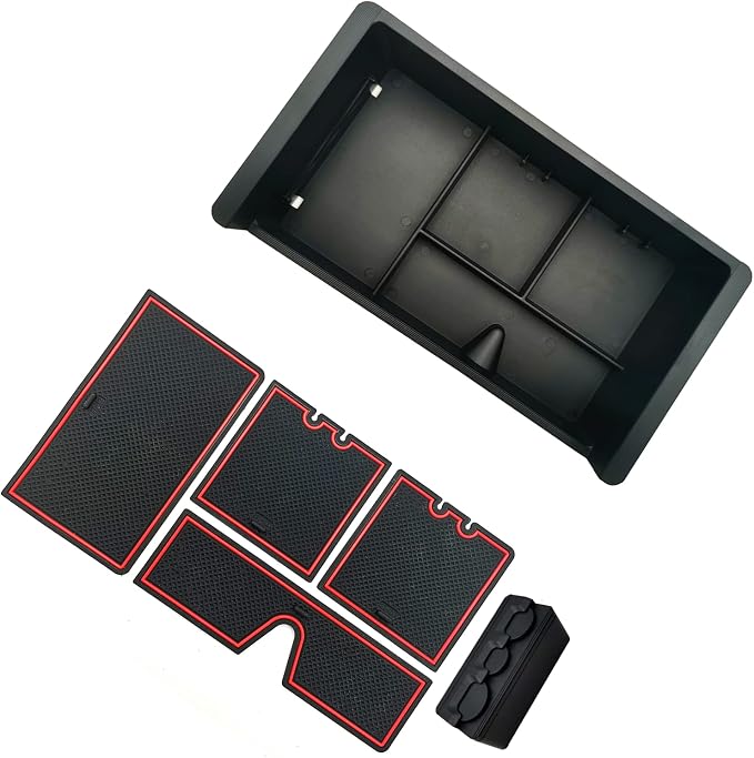 Center Console Tray Organizer Compatible with 2014-2018 GMC Sierra Accessories, (2015-2020) Yukon/Chevy Tahoe Silverado Suburban, Armrest Storage Box Replaces 22817343 (Red)