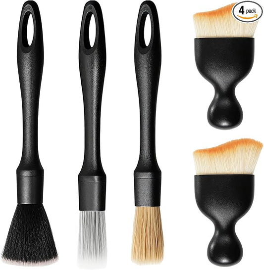 5PCS Car Detailing Brush Kit, Auto Cleaning Kit Includes 2 Vent Cleaners & 3 Ultra Soft No Scratch Boar Hair Brushes, Multi-Use Interior & Exterior Detailing Brush for Most Cars (Style A)