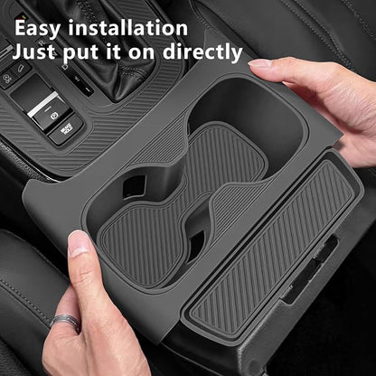 Temmis Center Console Silicone Cup Holder Kit for Honda CRV 2023-2026 (Gasoline & Hybrid), Insert Center Consel Electrostatic adsorption Cover for Honda CRV 2023-2026-Black