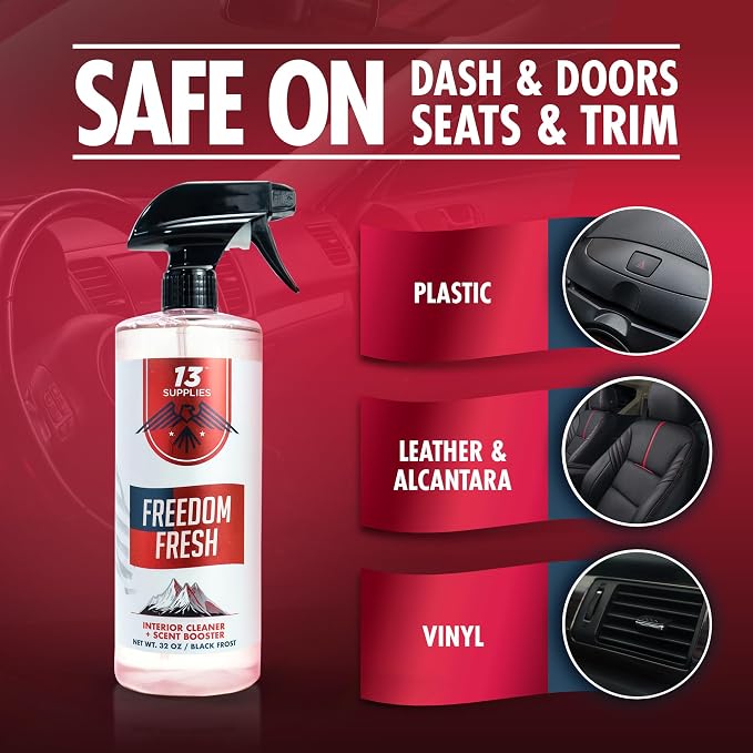 Premium Car Interior Cleaner Spray – Auto Cleaner for Headliner, Mats, Interior Vehicle Cleaning, Car Dashboard Cleaner Stain Remover, Restores Shine, Great Gift for Guys - Freedom Fresh Black Frost