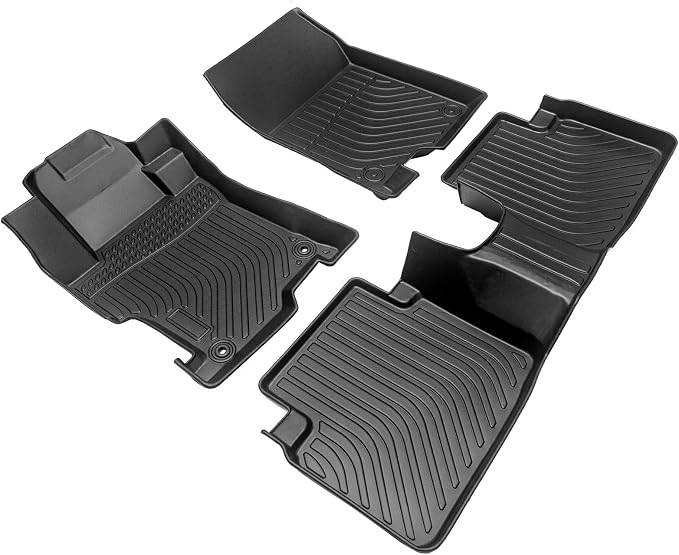 All Weather Rubber Car Floor Mats 2008-2012 Accord (Only for Seaden), Odorless, 3D Raised Edges, Custom Fit Full Set Includes 1st and 2nd Rows Coverage, Laser Measured, Non Slip, Accord Accessories