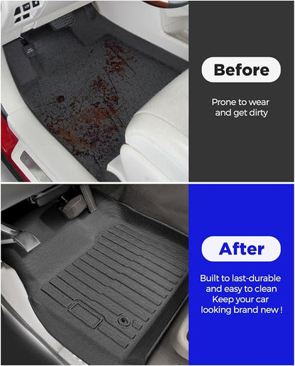 All-Weather Floor Mats for Ford F-250/F-350/F-450 1999-2007 (Only for Crew Cab) Super Duty - Heavy-Duty Rubber Front & Rear Row, Non-Slip Design - Not for 2nd Row Captain Seats with Center Console