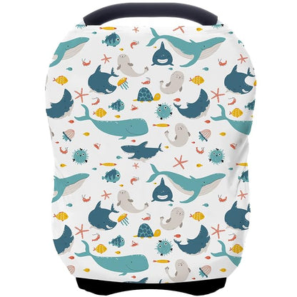 Car Seat Covers for Babies - Multi- use Nursing Carseat Canopy, Breastfeeding Covers, Baby Shower Gifts for Boys and Girls (sea World)