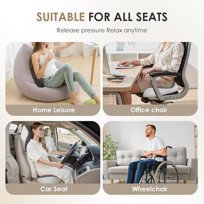 FLORICH Upgraded 3-in-1 Memory Foam Car Seat Cushion Set with Lumbar Support & Neck Pillow, Washable Driving Seat Cushion for Back & Sciatica Pain Relief, Non-Slip Seat Cushion for Car, Office-Black