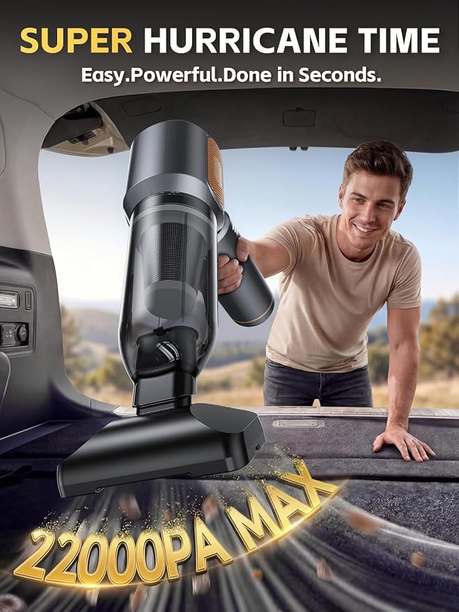 REWONDER Car Vacuum Cleaner High Power, 22000Pa Vacuum Cleaner & 110000RPM Air Duster, Handheld Vacuum with 7800mAh Battery, Storage Bag & Multi-Nozzles for Car, Home, Office