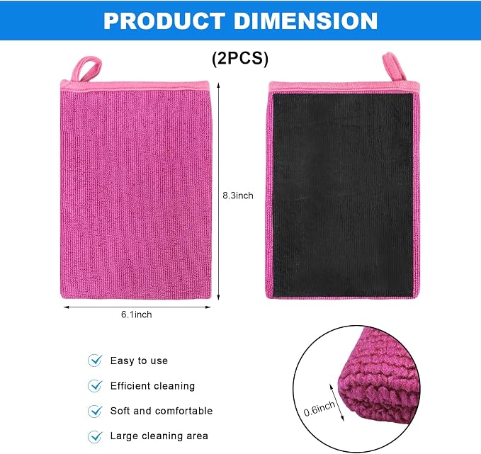 2 PCS Clay Mitts, Microfiber Clay Bar Towel Medium Grade Auto Detailing Gloves, Scratch-Free Surface Prep Mitt Alternative for Car Paint Claying Cleaning & Polishing (Purple)