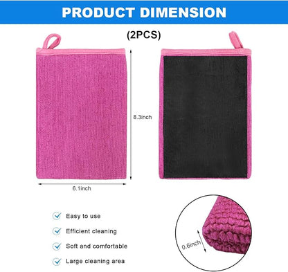 2 PCS Clay Mitts, Microfiber Clay Bar Towel Medium Grade Auto Detailing Gloves, Scratch-Free Surface Prep Mitt Alternative for Car Paint Claying Cleaning & Polishing (Purple)
