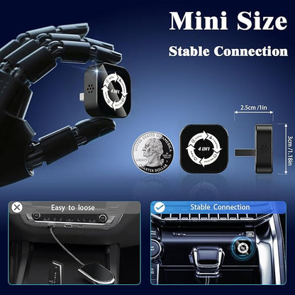 4-in-1 Wireless CarPlay Screen Mirroring Adapter for Apple CarPlay/Android Auto, 2026 Upgraded AirPlay MirrorLink Adapter, CarPlay Dongle Convert Wired to Wireless, Type C Extension, Plug & Play