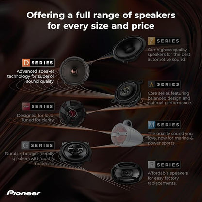 PIONEER D-Series TS-D65F 6.5” 2-Way Speakers (Pair) – 270W Max, Balanced Sound + Smooth Treble, Ideal Factory Upgrade, Add an Amplifier for Even Better Performance