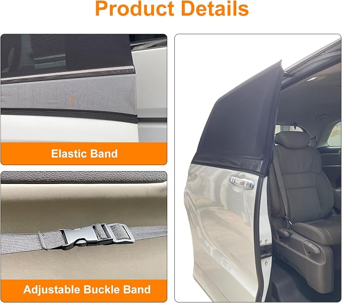 2 Packs Mesh Car Window Screen for MPV Sliding Door,Single Layer Sunshade for Large Square Car Truck Windows