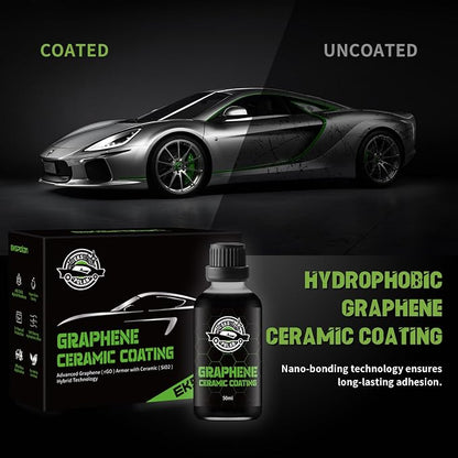 Graphene Ceramic Coating for Cars (50ml) - 10H Graphene Coating for Car Detailing-5+ Years Protection, Hydrophobic, Scratch & UV Resistant, High GlossFinish - Professional-Grade Car Detailing Kit