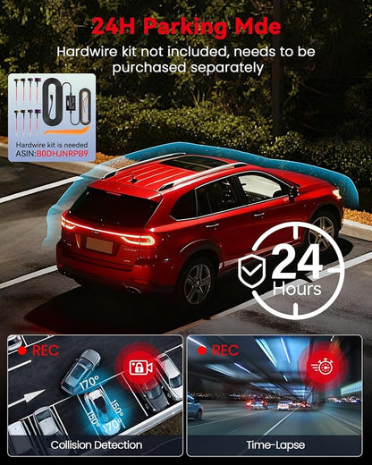 N5 PRO 4K 4 Channel Dash Cam, 360° All-Around View, 1080P Rear and Inside, 5G WiFi 6 - Up to 10MB/s, Built-in GPS, 8 IR Night Vision, G-Sensor, 24H Parking Mode, Free 128GB SD Card Included