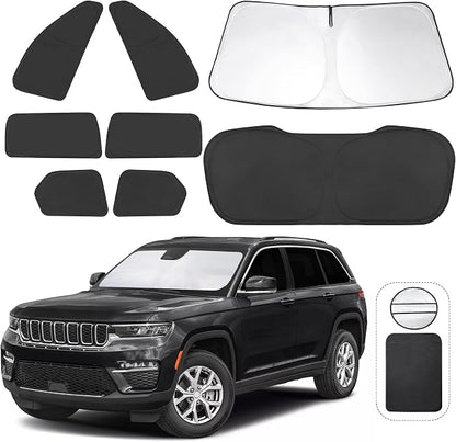 TINGLU Window Shades for Jeep Grand Cherokee 2022-2026(Not for Grand Cherokee L&Jeep Cherokee) 8PCS Accessories Car Side Full Windows Rear Windshield Sun Shade Camping Sun UV Rays Privacy Protection