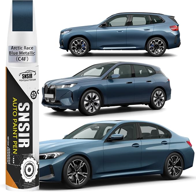 Car Touch up Paint(C4F Arctic Race Blue Metallic) Compatible with BMW | Automotive Paint Pen for BMW 3/4/X, Car Paint Pen Scratch Repair Two-In-One Touch Up Paint, Premium Car Scratch Remover