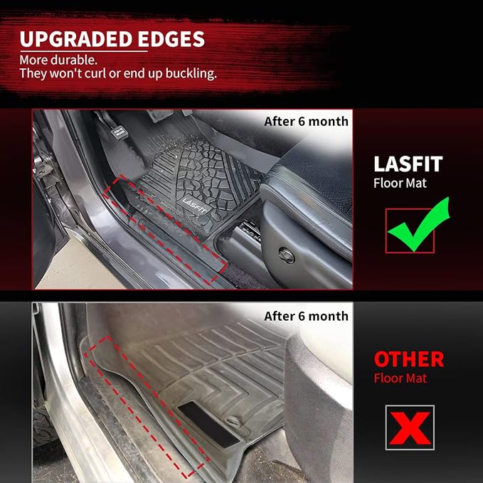 LASFIT Floor Mats Fit for Nissan Armada 2017-2018 / Infiniti QX56 2011-2013 / Infiniti QX80 2014-2018, All Weather TPE Custom Fit Easy Clean Durable No-Curling Floor Liners 1st & 2nd Row Car Mats