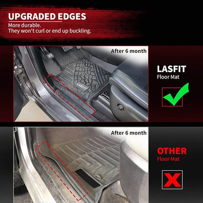 LASFIT Floor Mats Fit for Nissan Armada 2017-2018 / Infiniti QX56 2011-2013 / Infiniti QX80 2014-2018, All Weather TPE Custom Fit Easy Clean Durable No-Curling Floor Liners 1st & 2nd Row Car Mats