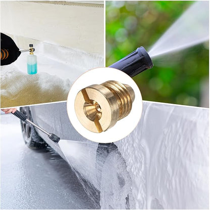 M METERXITY 4-Pack Foam Cannon Orifice Nozzle, 1.1mm Brass Universal Thread Tips for Snow Foam Lance/Garden Hose/Kitchen Cleaners, Sprayer Connector Replacement Nozzles