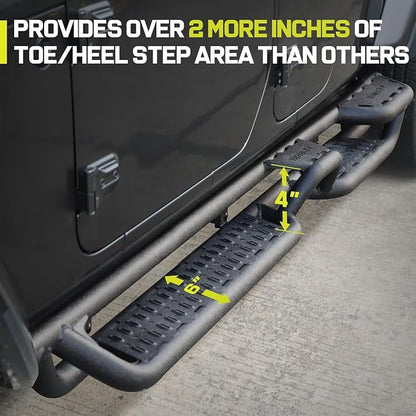 BINARY STAR Running Boards Compatible with 2020-2026 Jeep Gladiator Jt 4 Door, Multi-Function Running Boards Made with Carbon Steel, 6 Inch Gladiator Side Steps Step Bars Nerf Bars