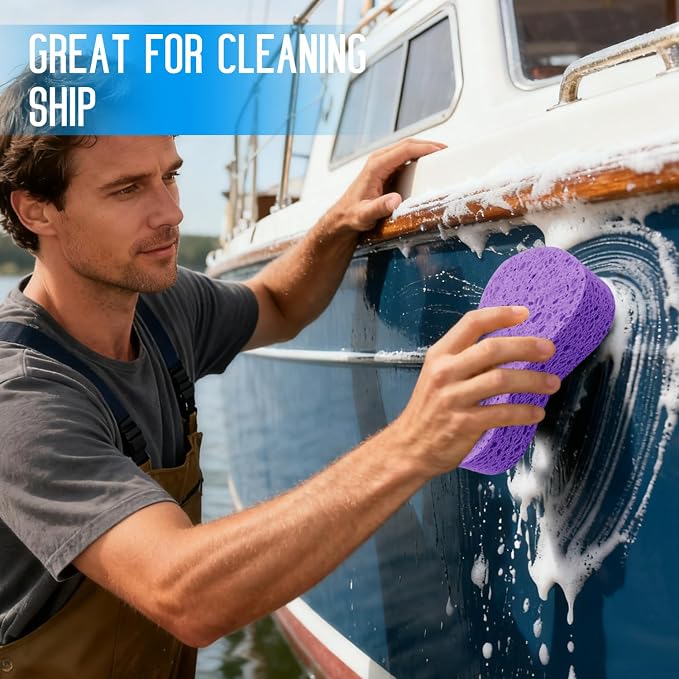3PCS Car Wash Sponge, Heavy Duty Car Sponges for Washing, Car Accessories Large Sponges for Cleaning, Automotive Cleaning Supplies, Eco Friendly Sponge (7.68 x 3.74 x 1.38 Inch), Purple