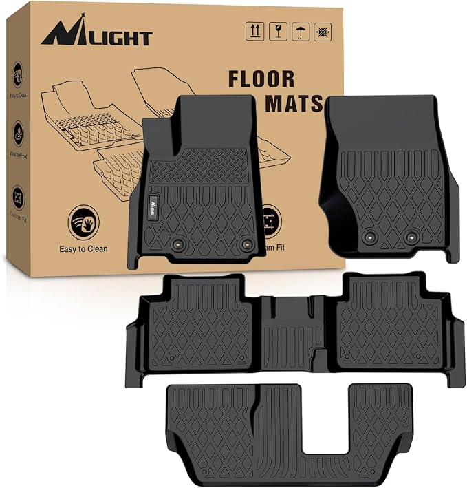 Nilight TPE Floor Mats for Jeep Grand Cherokee L 7-Passenger 2021 2022 2023 2024 2025 2026,All Weather Custom Fit Heavy Duty Floor Liners
