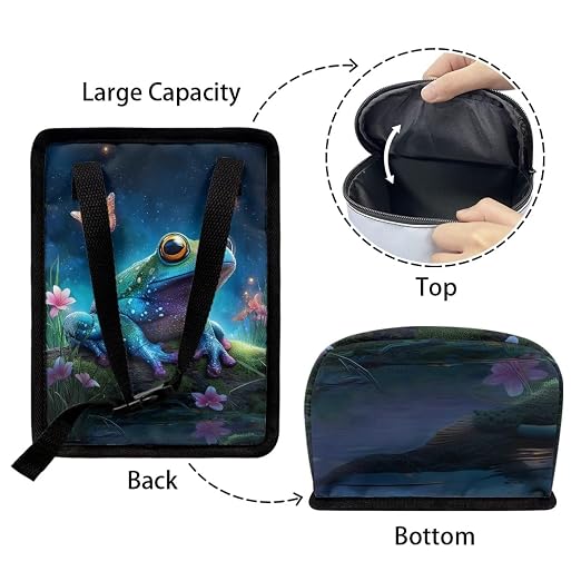 Talayituse Butterfly Galaxy Frog Print Car Trash Bin, Large Size Auto Trash Can Adjustable Portable Garbage Can with Lid, Vehicle Hanging Bag for Headrest Front Back Seat