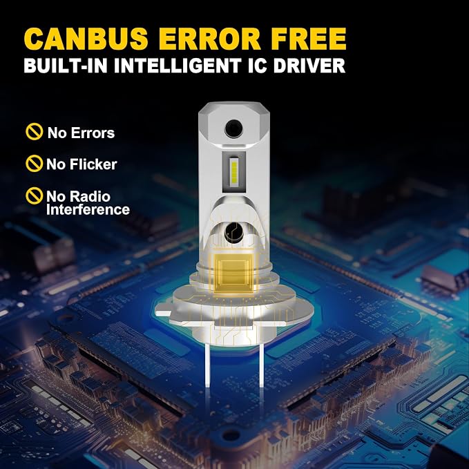 AHOBXD H7 Light Bulbs Super Bright White 6500K Upgrade 600% 50000LM Brightness Real 1:1 Halogen Size 80000 Hours Life Span H7/H18 Plug and Play Car Fog Light Bulbs Pack of 2