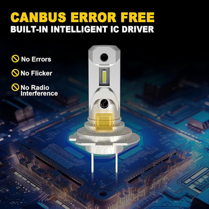 AHOBXD H7 Light Bulbs Super Bright White 6500K Upgrade 600% 50000LM Brightness Real 1:1 Halogen Size 80000 Hours Life Span H7/H18 Plug and Play Car Fog Light Bulbs Pack of 2