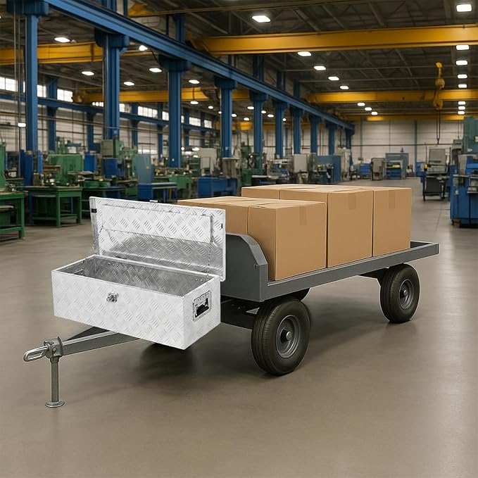 30" L x 14" W x 10" H Aluminum Truck Bed Tool Box | Pick Up RV Trailer Toolbox Storage Lockable Organizer with Side Handle and Lock Keys, Silver