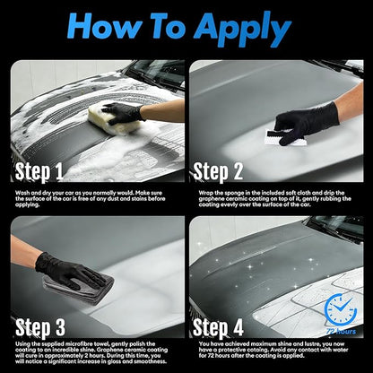 Ceramic Coating for Cars, 20H Graphene Ceramic Coating for Auto Detailing, High Gloss Anti-Scratch Nano Coat Kit, 10 Years Hydrophbic Mirror Paint Protection (70ML)
