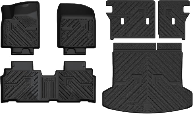 LASFIT Floor Mats & Trunk Mat & Backrest Mats for Acura Zdx 2024 2025 Cargo Mat All Weather TPE Mats Custom Fit Floor Liner for Mdx 1st & 2nd & 3rd Row Car Mats & Cargo Liner, Black, Easy to Clean