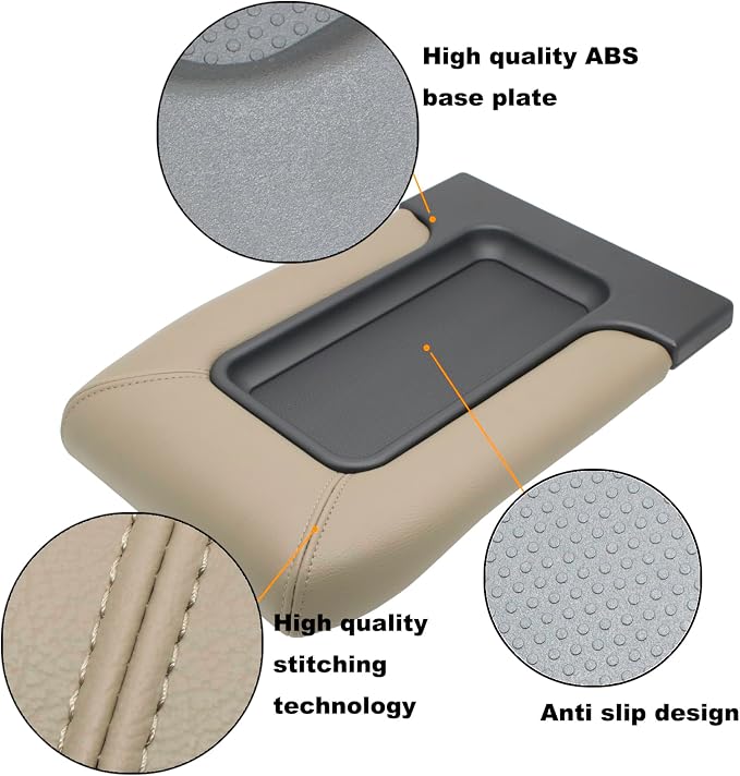 NHILES Center Console Lid Replacement Kit for 1999 2000 2001 2002 2003 2004 2005 2006 2007 Silverado/Avalanche/Suburban/Sierra/Yukon Replaces Number 19127364, 19127365, 19127366 (Beige)