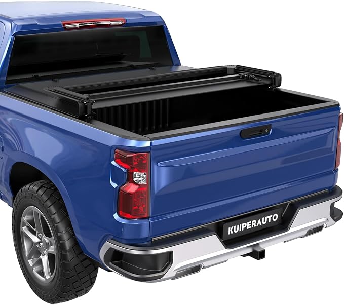 KUIPERAUTO Soft Tri-Fold 5.8FT Truck Bed Tonneau Cover Compatible with 2007-2013 Chevy Silverado 1500/GMC Sierra 1500 Fleetside Short Bed On Top 69.6 Inch
