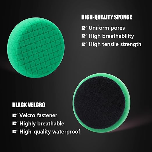 Green T120 Heavy-Cut Polishing Foam Pad, SPTA 1Pc 3.5 Inch Face for 3 Inch 80mm Backing Plate Compound Buffing Sponge Pads for Car Buffer Polisher Compounding, Polishing and Waxing -FPTSS3G