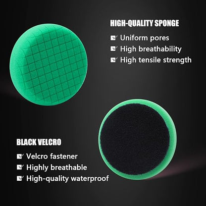 Green T120 Heavy-Cut Polishing Foam Pad, SPTA 1Pc 3.5 Inch Face for 3 Inch 80mm Backing Plate Compound Buffing Sponge Pads for Car Buffer Polisher Compounding, Polishing and Waxing -FPTSS3G