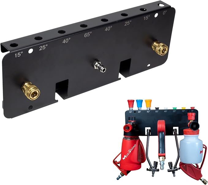 Maxshine Universal Foam Cannon Holder (2 Cannons, Blank) – Compatible with 1/4" Quick Connect – Wall-Mounted Organizer for Garage & Mobile Detailing – Holds Foam Cannons & Accessories – Metal Rack