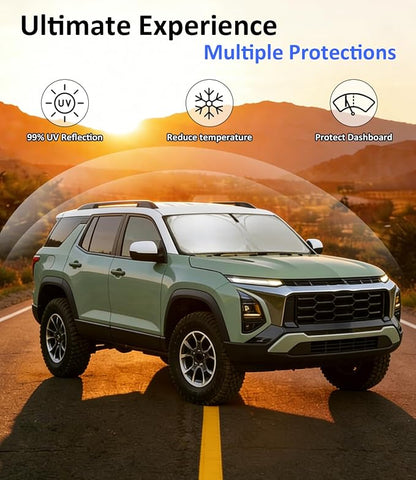 Windshield Sun Shade for Chevrolet Equinox 2025 2026 Accessories, Car Front Window Sun Visor Protector & Heat Shield | 240T Sunshade Protection Blocks UV Rays Keep Your Car Cooler