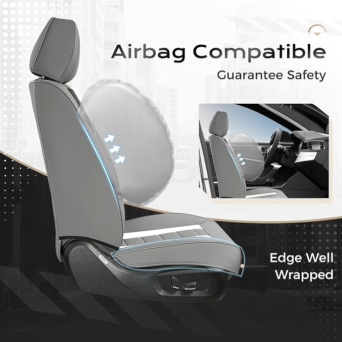 Coverado Car Seat Covers Full Set, Seat Covers for Cars, Front Seat Covers and Back Seat Cover Waterproof Leather Automotive Seat Cover, Universal Car Interior Protectors Cushion for Most Cars