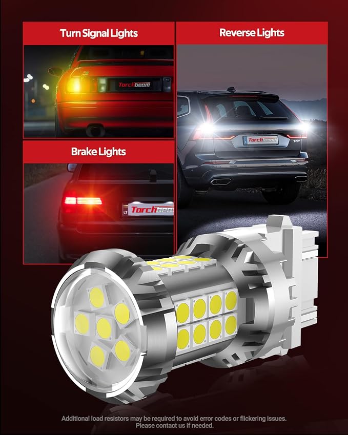 Torchbeam 3157 LED Bulb White, Upgraded Reverse Light Bulb, 600% Brighter T25 3156 3057 4157 3047 4057 3457 4114 Lamp for Backup Tail Reverse Brake DRL Signal Parking Lights, 6000K, Pack of 2