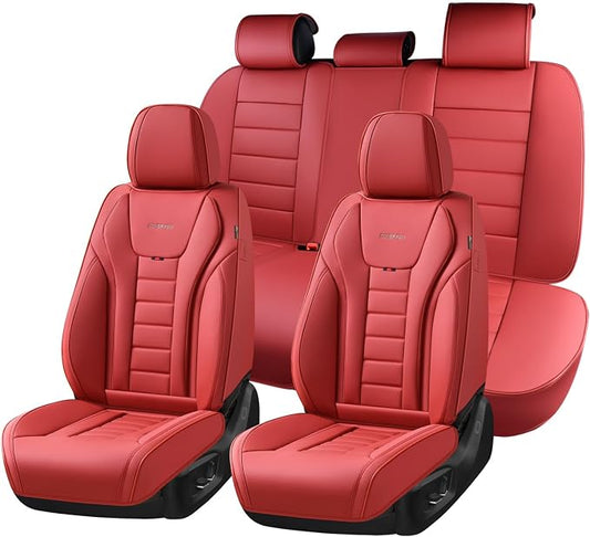 Coverado Car Seat Covers Full Set, Seat Covers for Cars, Front Seat Covers and Back Seat Cover Waterproof Leather Automotive Seat Cover, Universal Car Interior Protectors Cushion for Most Cars